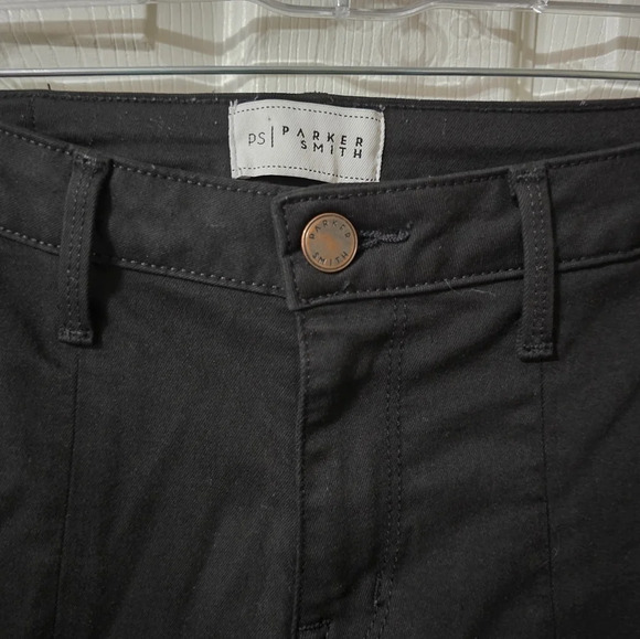 Parker Smith High Low Hem Black Modal Stretch Straight-Leg Trouser Jeans, Sz 29. - Picture 5 of 10